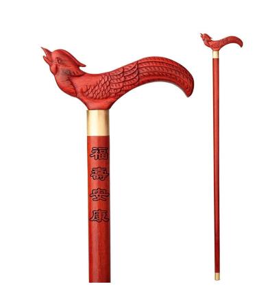 Walking Stick Wooden Leading The Elderly Cane Redwood Crutches Non-Slip Solid Wood Handle (B) Safehappy