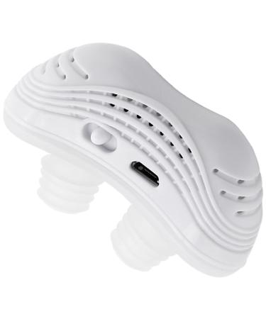 Smart Throat Anti snoring Device Smart Adjustable Snoring Stopper Electronic Anti Snoring Aid Double Eddy Current Fan Designs Solution Improved Nighttime Sleeping(Color:White)