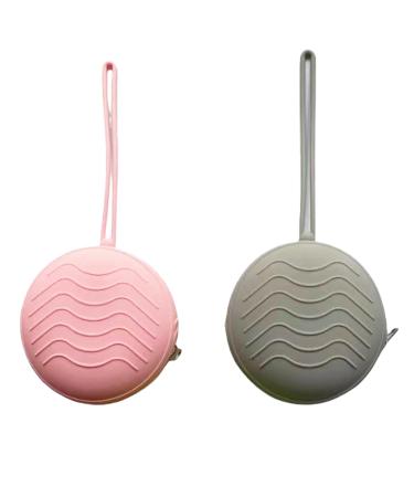 Bustlwor 2 pieces silicone pacifier box dustproof pacifier bag storage pacifier holder case suitable for storing ride coins coins keys etc. (pink gray)