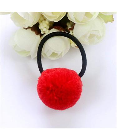 10 Elastic Ball Hair Ties - Plush Pom Pom Ponytail Holders for Women & Girls - Red - Comfortable & Practical - Buy Online on GoSupps.com
