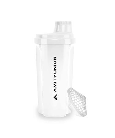 Protein Shaker "Heaven" 500 ml leak -proof BPA free with sieve & scale - original - for creamy whey protein powder Shakes protein isolates & BCAA concentrate protein shaker fitness mixer in white 500 ml
