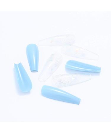 Brishow Blue Butterfly Press-On Nails | Long Ballerina Acrylic Fake Nails | 24-Piece Set for Women & Girls - International Shipping - Buy Online on GoSupps.com