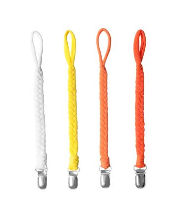 EXQUILEG 4Pcs Pacifier Strap Baby Pacifier Chain Clips Cotton Pacifier Strap With Stainless Steel Clamps for Unisex Baby (LA12)
