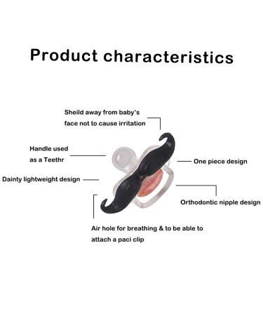 4 Pack Funny Baby Pacifiers 0-6 Months - Mustache, Lips, Binky Kiss Toys - BPA Free for Boys and Girls - Buy Online on GoSupps.com