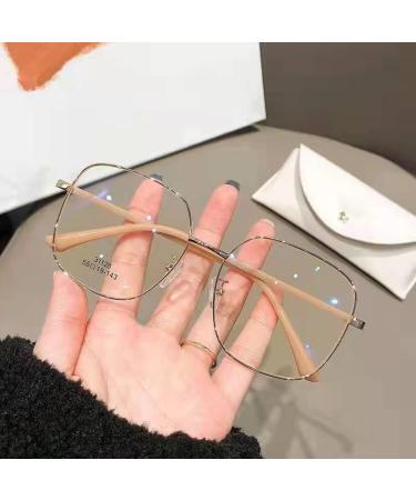 Parwana Large square reading glasses oversized computer reader anti-UV glasses blue light blocking flat light mirror (color: gold size: +0.00) +0.00 gold