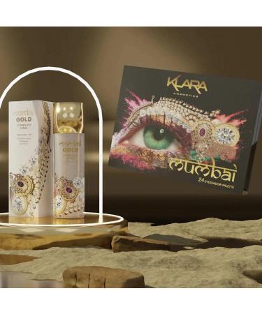 Klara Cosmetics Mumbai Beauty Set - Exquisite Eyeshadow Palette & Luxurious Gold Body Spray Duo | Shop Internationally - Buy Online on GoSupps.com