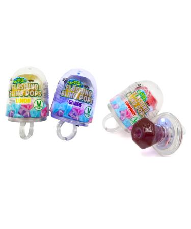 Flashing Bling Pops 10g - Grape lemon & strawberry flavour lollipops (Half box (6 ring pops))