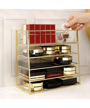 Anncus Fashion Gold Glass Desktop Makeup Organizer Makeup Powder Storage Box Lipstick Holder Perfume Organizer Eye Shadow Storage Box - (Color: Gold) - Buy Online on GoSupps.com