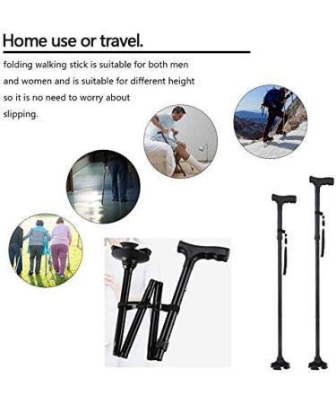 Folding Walking Stick Telescopic Walking Cane with Ergonomic T Handle Base Crutch Aluminum Alloy Lightweight Height Adjustable for Elderly Fashionable Innovate - Buy Online on GoSupps.com