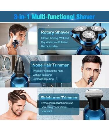 Buy Advanced Electric Razor for Men - Cordless Rechargeable 3D Rotary Shaver Waterproof Wet/Dry Grooming Gift in Bright Blue - Buy Online on GoSupps.com