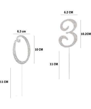 ENSTAB Silver Rhinestone Happy Birthday & Anniversary Cake Topper | Sparkling 0-9 Decoration for Celebrations - Buy Online on GoSupps.com