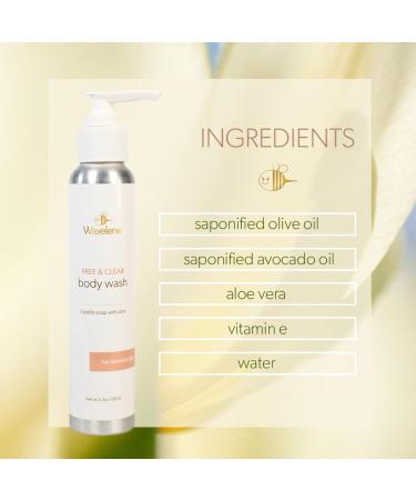 Waxelene Body Wash - Free & Clear Travel Size 3.3oz | Sensitive Skin Eczema Psoriasis Safe Biodegradable & Reef Safe - Buy Online on GoSupps.com