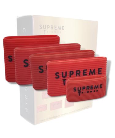 Clipper Grip SGR50 Professional Barber Grippers by Supreme Trimmer | 5 Piece Non-Slip Clipper Grips Barber Sleeve for Clipper Trimmer & Shaver | Red