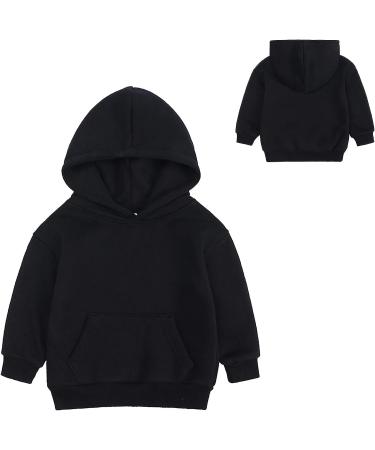 Kids Boy Girls Black Fleece Hoodie - Soft Winter Sweatshirt for 8-9 Years - Buy Online on GoSupps.com
