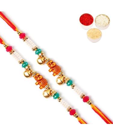 Ghasitaram Gifts Rakhi for Brother Rakhis Online -Set of 2-2216 Pearl Rakhi for My Brother