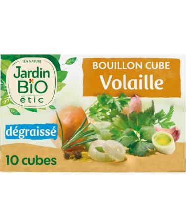 JARDIN BIO Bouillon Cube Volaille Bio 100g d graiss sans huile de palme saveur naturelle- Lot De 4