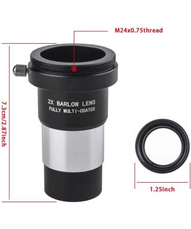 Gosky 1.25-Inch Universal T Adapter/2X Barlow Lens - Multi-Coated Green Lens, Blackened Inside Tube - Buy Online on GoSupps.com
