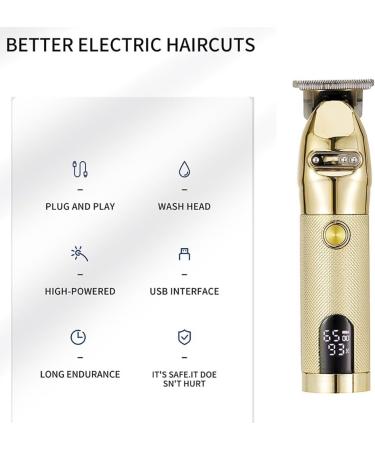 Pro Hair Clipper - High Power Electric Shaver with LCD Rechargeable Metal Clipper (Gold with Box) | International Shipping - Buy Online on GoSupps.com