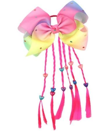 Minkissy Colorful Hair Ties Bowknot Hair Bow with Colored Braid Hair Rings Hair Rope Kids for Girls (Pink Braid) - Buy Online on GoSupps.com