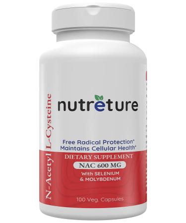 NUTRETURE nac Supplement n-Acetyl cysteine Liver Supplement with Selenium & Molybdenum for Liver Health | n-Acetyl cysteine 600 mg 100 Capsules 100 Count (Pack of 1)