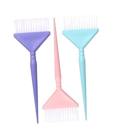 PACKOVE Kit 3 Pinceaux Applicateurs De Teinture Capillaire Petits Poils Doux Pour Coloration Cheveux Femmes Et Hommes Usage Salon Ou Domicile Couleurs Rose Bleu Violet
