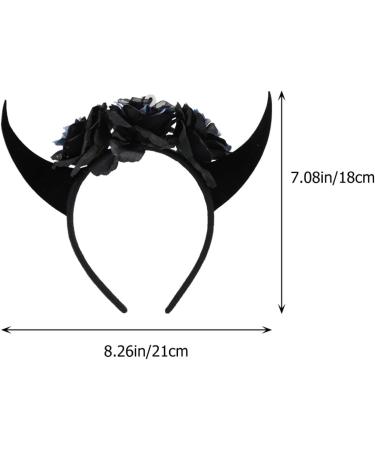 Lurrose Devil Horn Hair Band Gothic Rose Headband Black Devil Horn Headpiece Mexican Flower Hair Hoop Halloween Party Headwear Headress Party Props (Black Grey) - Buy Online on GoSupps.com