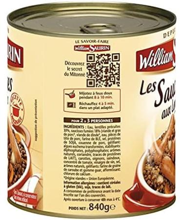  Epicerie sal e William Saurin Lentil Sausages 840 g Pack of 4 Sold as a Lot - Buy Online on GoSupps.com