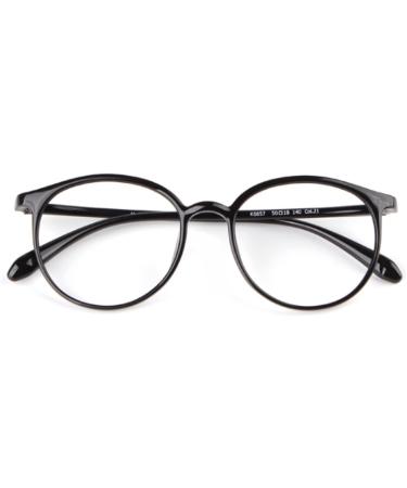 Fashion Blue Light Blocking Reading Glasses for Women Ultra-Light TR90 Round Frame Computer Readers 2.0 x Black