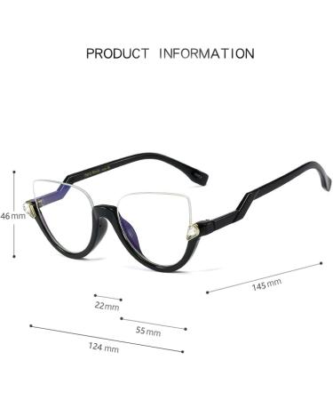KDOQ Semi Rimless Blue Light Blocking Glasses for Women - Rhinestone Anti Eyestrain UV Protection Computer Glasses - Stylish & Comfortable Black Frames - Buy Online on GoSupps.com