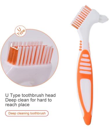 Angzhili 3 Pcs Denture Cleaning Brush - Double Sided Portable Brush for False Teeth Care (Yellow) - Buy Online on GoSupps.com