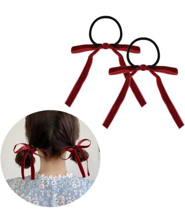 Limtula 2pieces Colorful Ribbon Bowknot Hair Scrunchies Elastic Hair Ropes Ponytail Holder Festival Woman Hair Supplies Black - Buy Online on GoSupps.com
