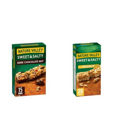 Nature Valley Sweet & Salty Dark Chocolate Nut Granola Bars 15 Count & Sweet & Salty Peanut Chewy Nut Granola Bars