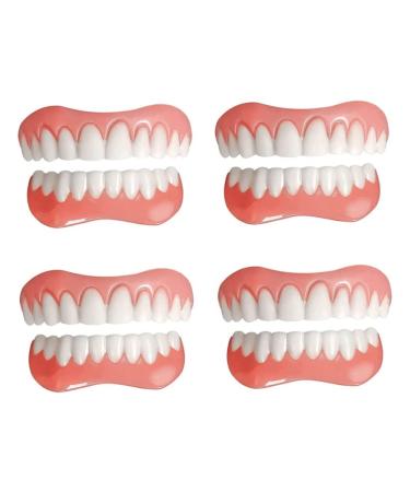 Batlam 4 pair false teeth fake cosmetic teeth veneers silicone prostheses cosmetic veneer immediately smiling teeth upper and lower part of the right set of natural color