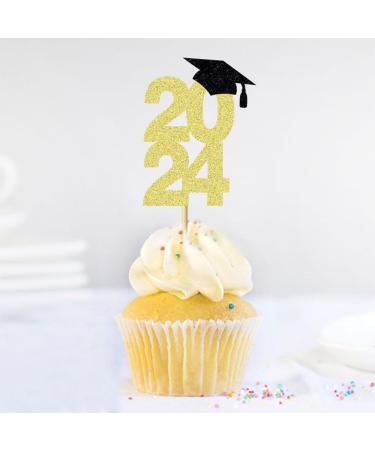 24 Pcs 2024 Graduation Cap Cupcake Toppers Theme Party Cake Decoration Dessert Insert MGPFERD - Buy Online on GoSupps.com