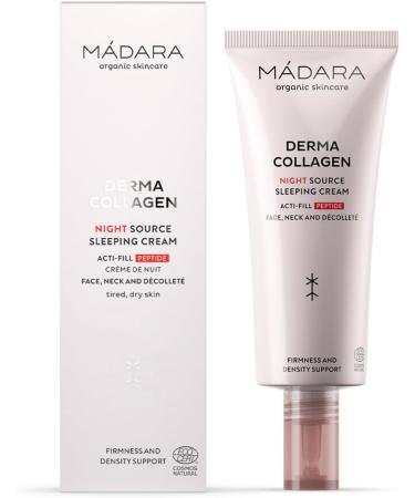MADARA Organic Skin Care DERMA COLLAGEN Night Source Sleeping Cream Overnight Hydrating & Firming Cream with Peptides Algae & Hyaluronic Acid for Anti-Aging & Skin Renewal 70ml - Buy Online on GoSupps.com