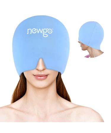 Newgo migraine mask migraine cap full coverage ice headache headache hat for cold compress relief headache sinus stress (light blue)