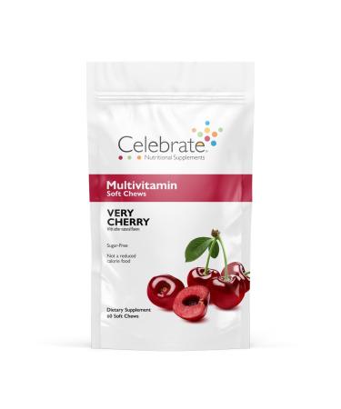 Celebrate Vitamins Bariatric Multivitamin Soft Chews - Essential Vitamins & Minerals Sugar & Gluten Free - Gastric Bypass & Sleeve Gastrectomy Supplement - Cherry (60ct) Very Cherry 60 Count (Pack of 1)