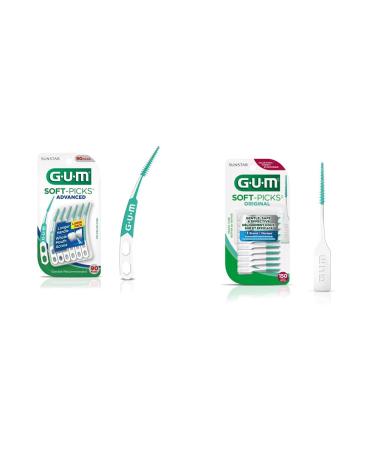 GUM-6505R Soft-Picks Advanced Dental Picks, 90 Count & 6326RA Soft-Picks Original Dental Picks, 150 Count 90 Count Dental Picks + Dental Picks, 150 Count