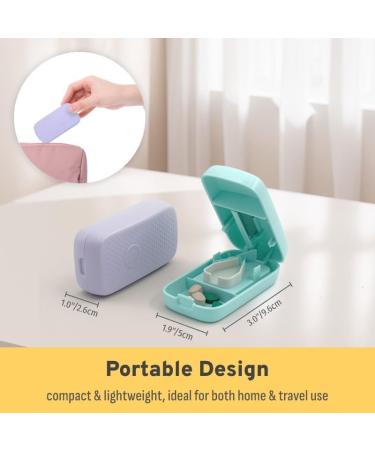 Optimal Safety Pill Splitter & Travel Pill Cutter with Smart Blade Shield - Portable Silicone V-Shaped Holder & Storage Compartments (Blue - Buy Online on GoSupps.com