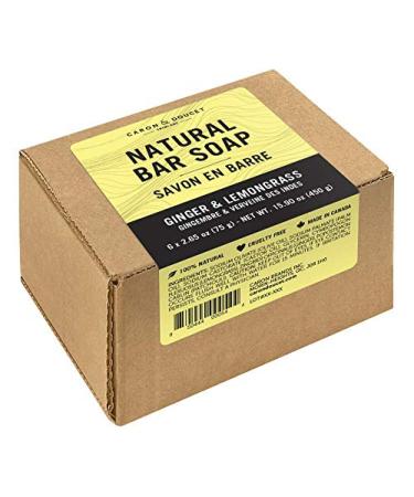 CARON & DOUCET - Ginger & Lemongrass Castile Soap 6 Bars | 100% Natural Premium Moisturizing Olive Oil Soap bars for Hands & Body. Made in Canada with Certified Sustainably Sourced Plant Oils.