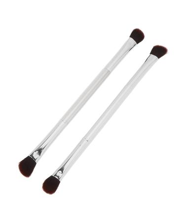Double Ended Eyeshadow Brush Set - Silver Soft Fiber Hair Contour Tool for Makeup Artists & Women | International Shipping - Buy Online on GoSupps.com