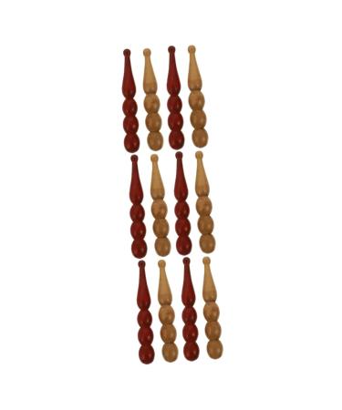 Solustre 12 pearl massage stick massage tab Hand massage devices pulse massage pencil facial massage device massage accessories foot roll made of wood round pearls red pear fragrant wood