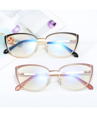 Shop Kachawoo Retro Blue Light Blocking Glasses for Women - Stylish Cat Eye Metal Eyeglasses Frame in Black Gold - Ideal for Computer Use - Buy Online on GoSupps.com