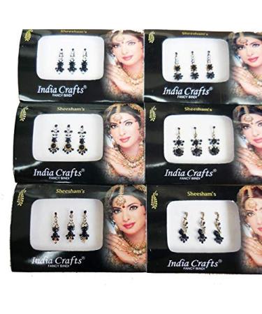 8 Combo Bindi Packs: Silver/Gold/Black/Multicolored Face Jewels - Bollywood Tika - Buy Online on GoSupps.com
