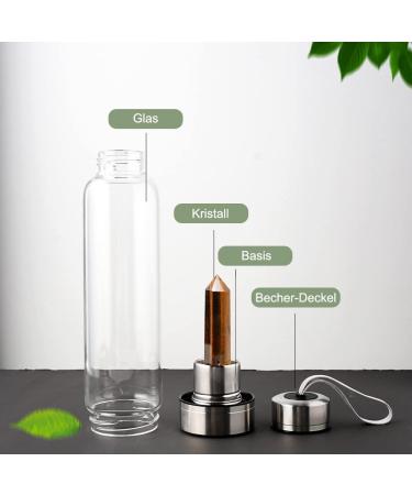 HINATAA Crystal Water Bottle - Removable Healing Natural Quartz (Tigers Eye) - 550ml | International Shipping Available - Buy Online on GoSupps.com