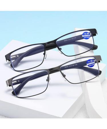 Eyglajdd 2 Pack Men's Reading Glasses - Metal Rectangle Frames with Blue Light Filter & Spring Hinge - Bronze 2.0x - Buy Online on GoSupps.com