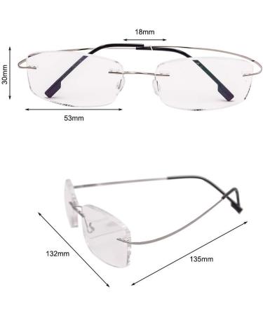 Super Lightweight Rimless Titanium Reading Glasses for Men & Women - Silver +3.50 - Buy Online on GoSupps.com