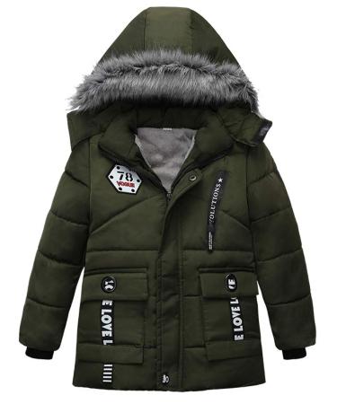 Odziezet Baby Boy Down Coat Kids Hooded Puffer Zipper Jacket Winter Outerwear Clothes 2-7 Years 2-3 Years Green