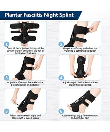 Upgrade Plantar Fasciitis Night Splint Plantar Fasciitis Relief Brace 3 Adjustable Straps Plantar Fasciitis Night Splint Relief Plantar Fasciitis Foot Drop Achilles Tendonitis Day&Night Black - Buy Online on GoSupps.com