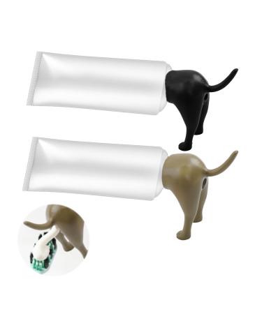 2 Pcs Pooping Dog Butt Toothpaste Topper Dog Poop Toothpaste Dispenser Dog Toothpaste Dispenser Toothpaste Topper for Home Travel Daily Life Use (Black Olive)